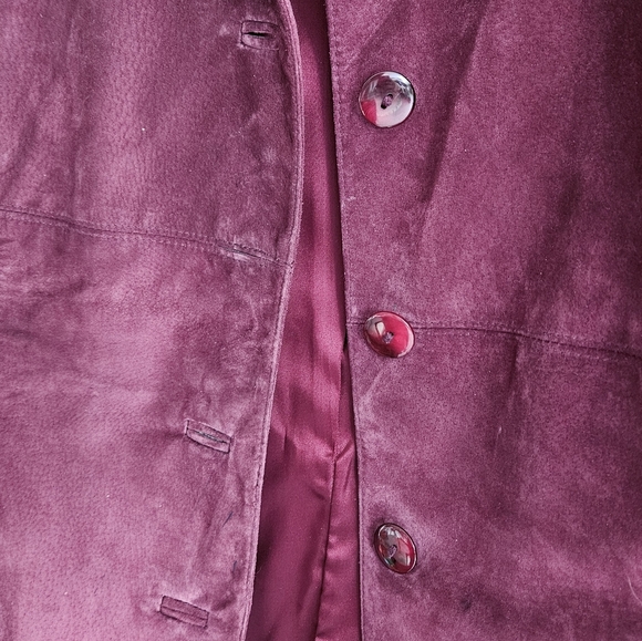 Vintage Danier Leather Burgundy Suede Jacket - Picture 2 of 8